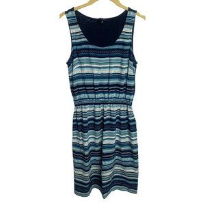TOMMY HILFIGER Blue Stripe Sleeveless Dress Size XS Casual Elastic Waist